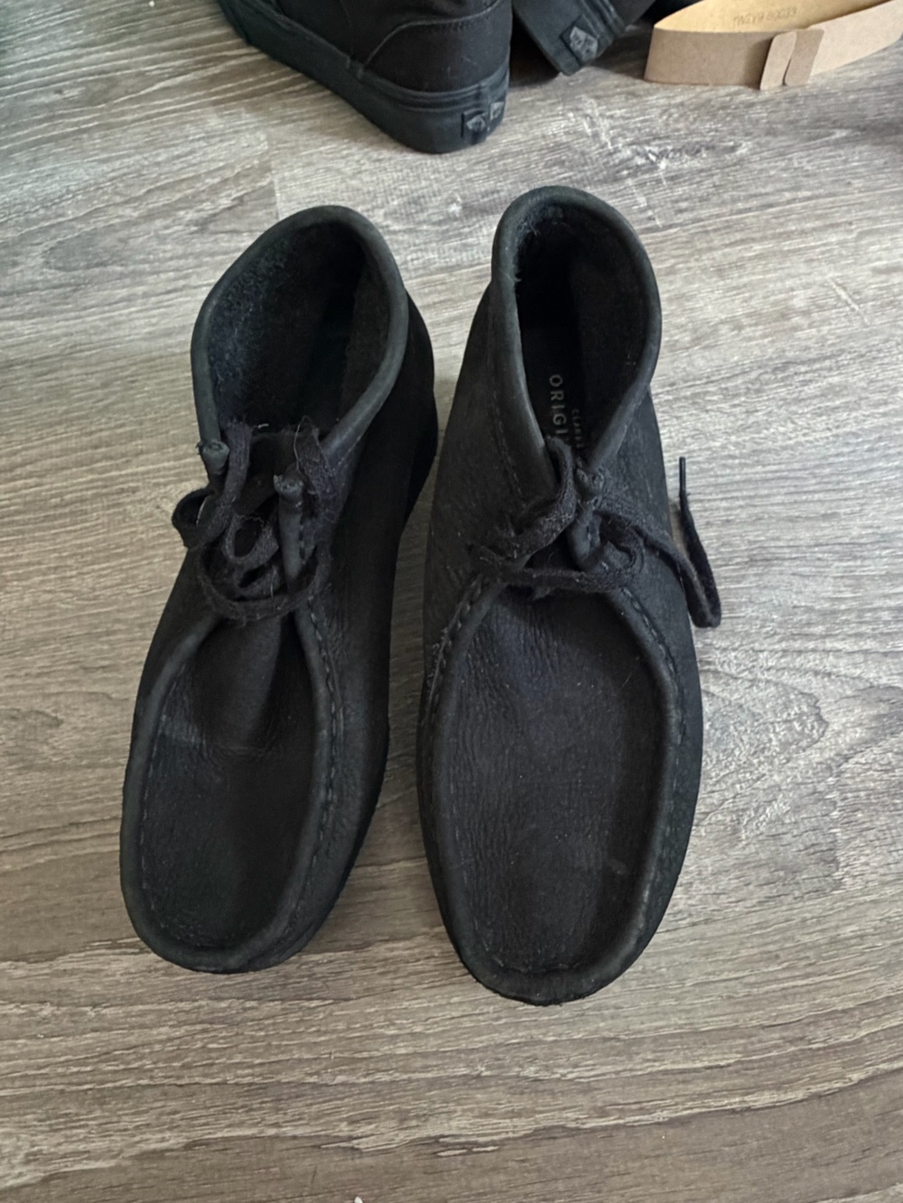 Clarks Black Suede Wallabee Ankle Boots